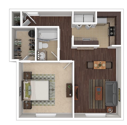 Masters Apartments Aloha Oregon  1 Bedroom 1 Bathroom Floor Plan